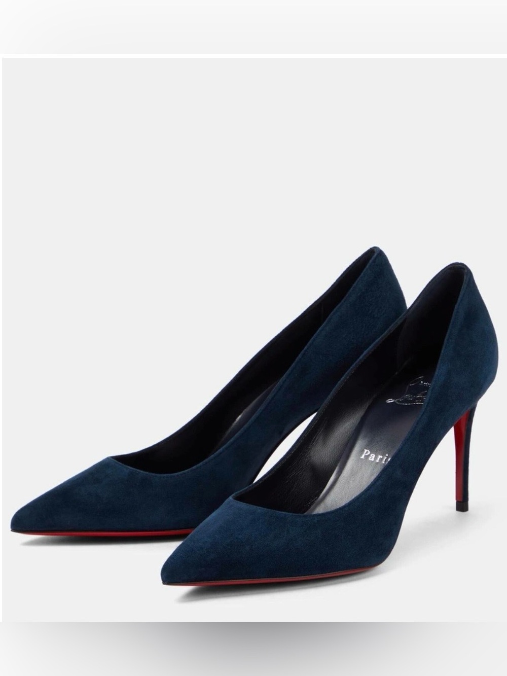 CHRISTIAN LOUBOUTIN KATE 85 PUMPS MARINE BLUE VEAU VELOURS SUEDE SZ 38 NEW